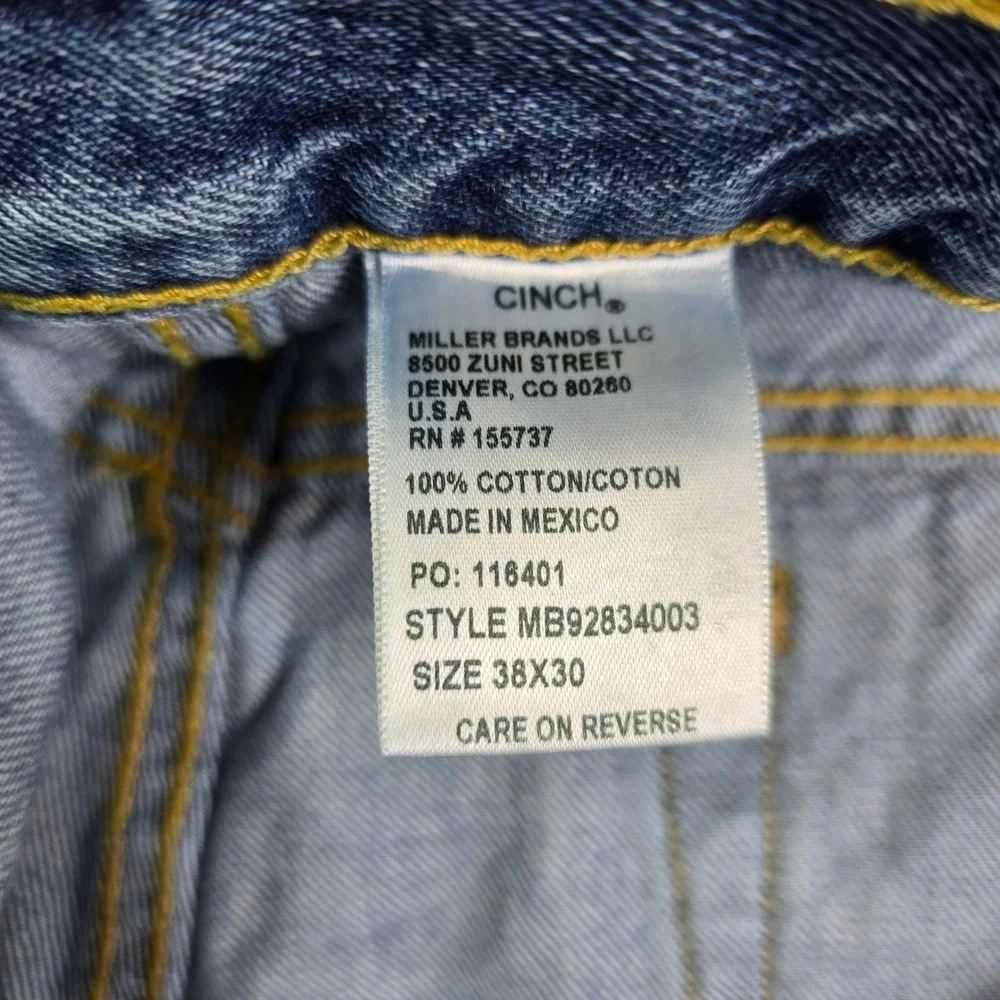 Cinch Straight Leg Jeans Mens 38x30 Blue Medium Wash Denim Cowboy Western Rodeo‎